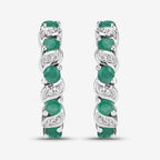 1.08 Carat Genuine Emerald and White Topaz .925 Sterling Silver Earrings