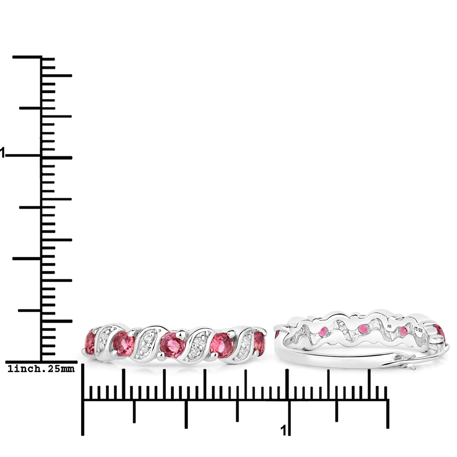 1.28 Carat Genuine Pink Tourmaline and White Topaz .925 Sterling Silver Earrings