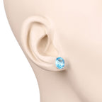 4.00 Carat Genuine Swiss Blue Topaz .925 Sterling Silver Earrings