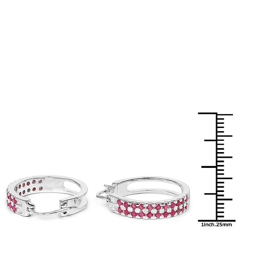 2.20 Carat Genuine Ruby .925 Sterling Silver Earrings
