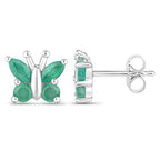 0.88 Carat Genuine Emerald .925 Sterling Silver Earrings