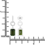 2.28 Carat Genuine Green Tourmaline and White Diamond 14K White Gold Earrings