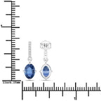 1.95 Carat Genuine Blue Sapphire and White Diamond 14K White Gold Earrings