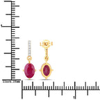 1.75 Carat Genuine Ruby and White Diamond 10K Yellow Gold Earrings