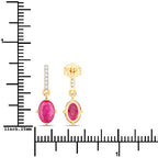 1.75 Carat Genuine Ruby and White Diamond 14K Yellow Gold Earrings