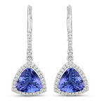 4.61 Carat Genuine Tanzanite and White Diamond 14K White Gold Earrings