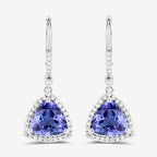 4.61 Carat Genuine Tanzanite and White Diamond 14K White Gold Earrings