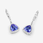 4.61 Carat Genuine Tanzanite and White Diamond 14K White Gold Earrings