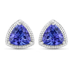 4.24 Carat Genuine Tanzanite 14K White Gold Earrings