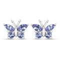 0.60 Carat Genuine Tanzanite .925 Sterling Silver Earrings