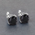 3.08 Carat Genuine Black Diamond 14K White Gold Earrings