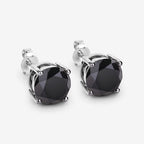 3.08 Carat Genuine Black Diamond 14K White Gold Earrings