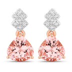 3.31 Carat Genuine Morganite and White Diamond 14K Rose Gold Earrings
