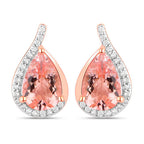 2.43 Carat Genuine Morganite and White Diamond 14K Rose Gold Earrings