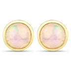 1.00 Carat Genuine Ethiopian Opal .925 Sterling Silver Earrings