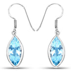 9.76 Carat Genuine Blue Topaz .925 Sterling Silver Earrings