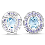 6.30 ct. Genuine Blue Topaz and Tanzanite .925 Sterling Silver Earrings