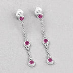 0.78 Carat Genuine Ruby .925 Sterling Silver Earrings