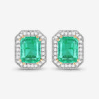 2.99 Carat Genuine Ethiopian Emerald and White Diamond 14K Yellow Gold Earrings