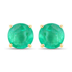 0.72 Carat Genuine Zambian Emerald 10K Yellow Gold Earrings
