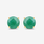 0.72 Carat Genuine Zambian Emerald 10K Yellow Gold Earrings