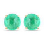 0.72 Carat Genuine Zambian Emerald 14K Yellow Gold Earrings