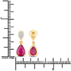 2.46 Carat Genuine Ruby and White Diamond 14K Yellow Gold Earrings