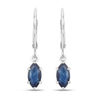 1.20 Carat Genuine Blue Sapphire 10K White Gold Earrings