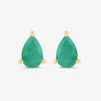 0.70 Carat Genuine Zambian Emerald 10K Yellow Gold Earrings