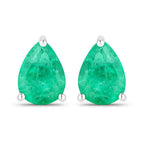 0.70 Carat Genuine Zambian Emerald 14K White Gold Earrings