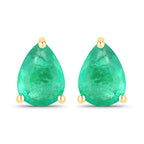 0.70 Carat Genuine Zambian Emerald 14K Yellow Gold Earrings