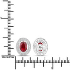 2.12 Carat Genuine Ruby and White Diamond 14K White Gold Earrings