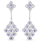 3.90 Carat Genuine Tanzanite and White Topaz .925 Sterling Silver Earrings
