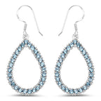 4.32 Carat Genuine London Blue Topaz .925 Sterling Silver Earrings