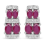 3.20 Carat Glass Filled Ruby .925 Sterling Silver Earrings