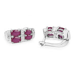 3.20 Carat Glass Filled Ruby .925 Sterling Silver Earrings