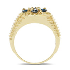 14K Yellow Gold Plated 1.40 Carat Genuine Blue Diamond .925 Sterling Silver Ring