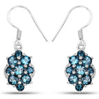 4.32 Carat Genuine London Blue Topaz .925 Sterling Silver Earrings