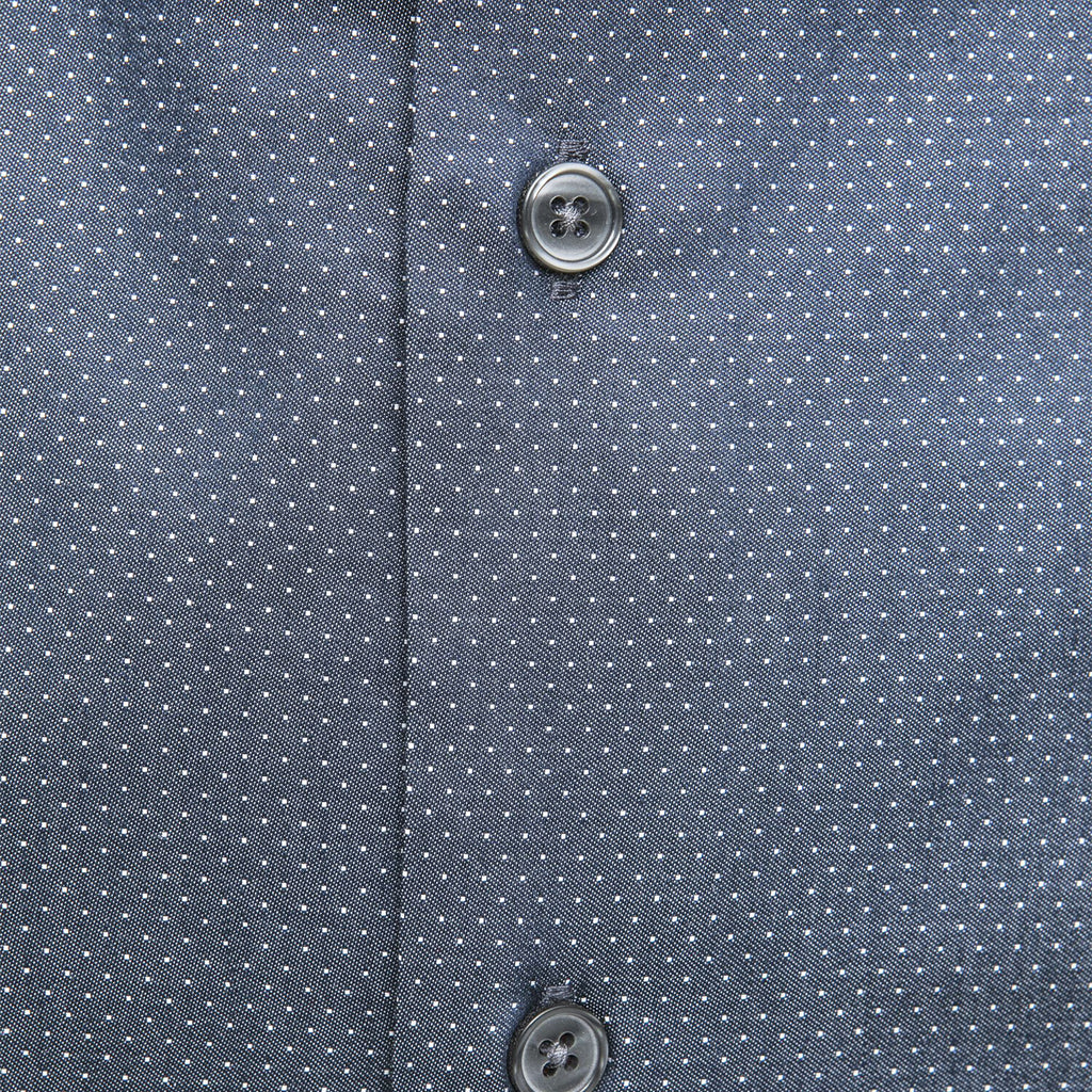 Hank Slim Medium Collar Shirt // Navy + White