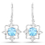 5.30 Carat Genuine Swiss Blue Topaz .925 Sterling Silver Earrings