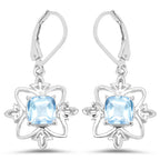 5.30 Carat Genuine Swiss Blue Topaz .925 Sterling Silver Earrings
