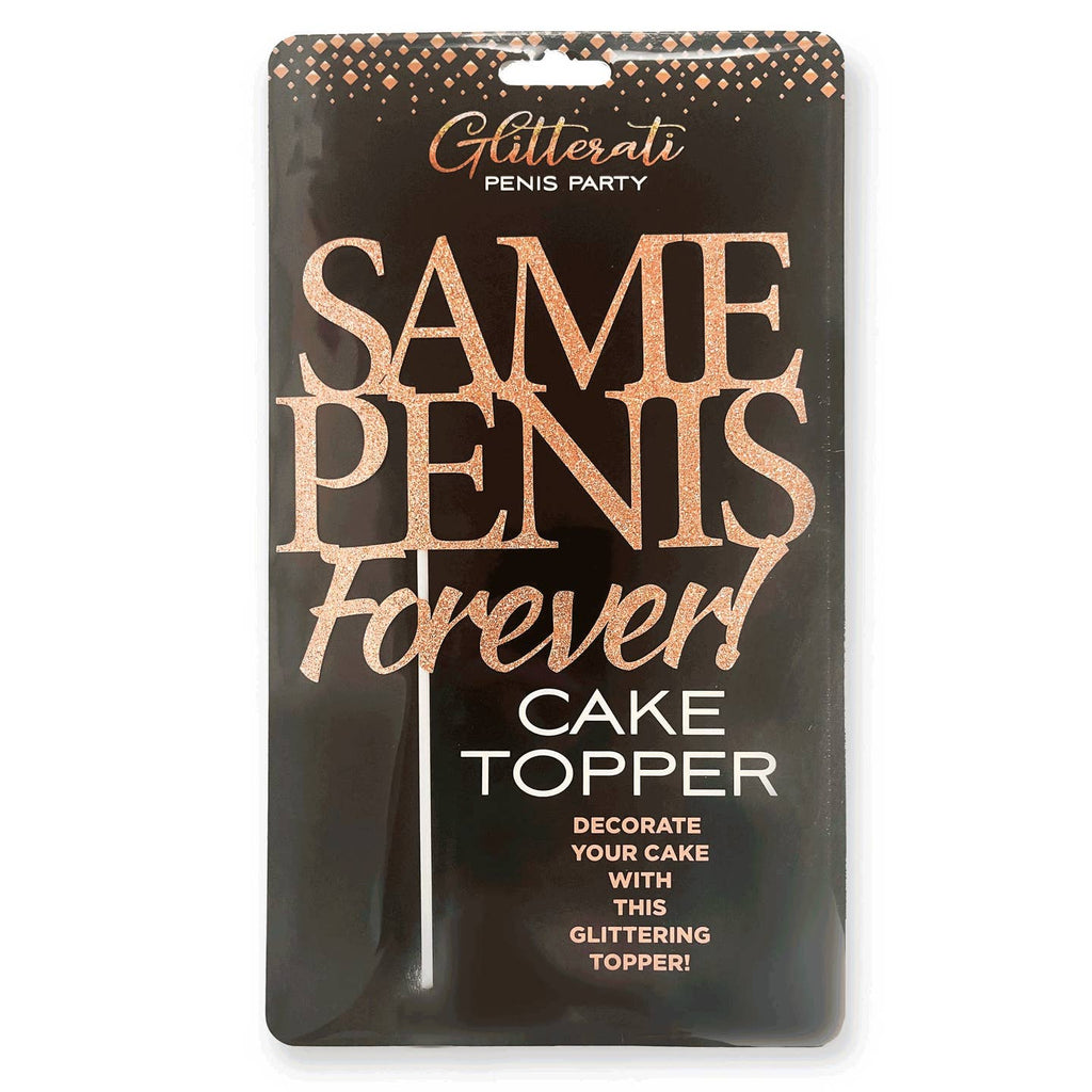 Same Penis Forever Funny Glitter Cake Topper – Hilarious Party Gag & Decoration