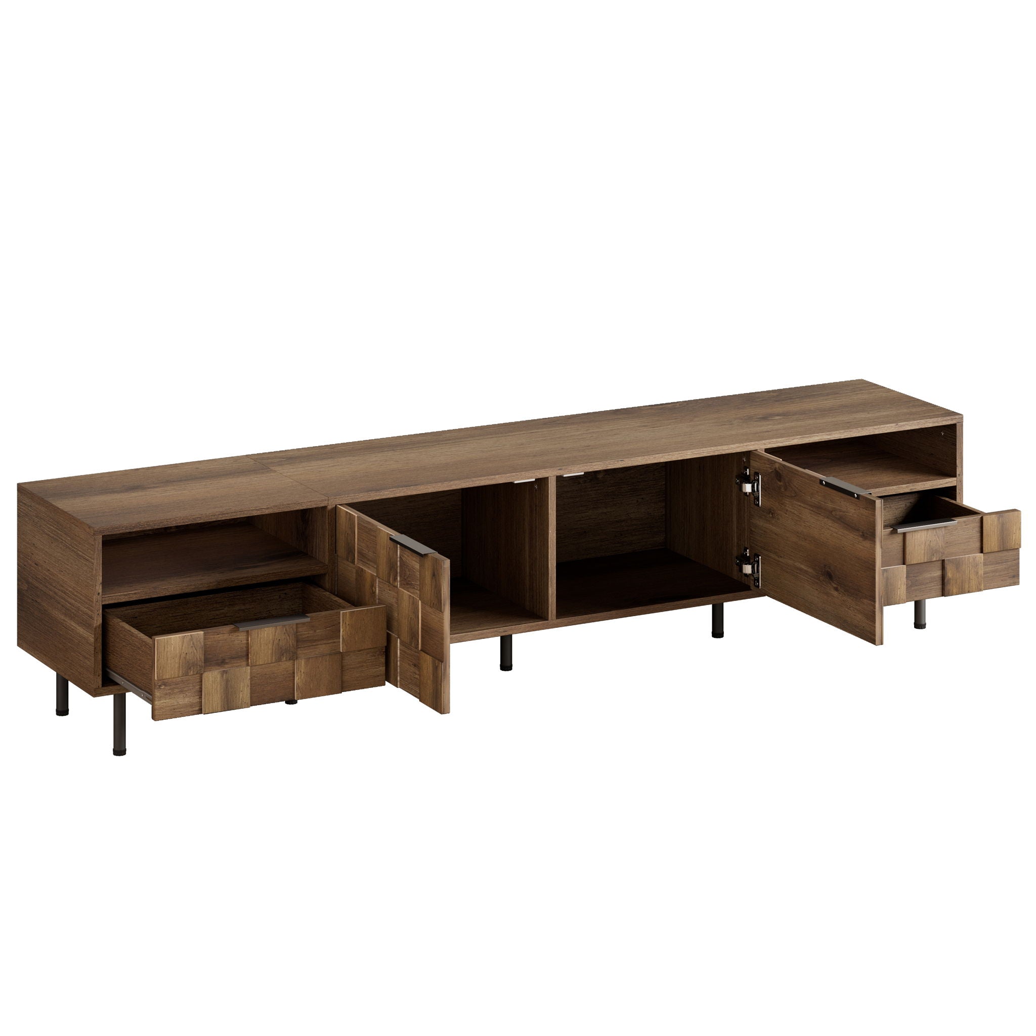 TV Stand With 2 Drawers, For TVs Up To 85'' - Natural