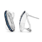 0.28 Carat Genuine Blue Diamond & White Diamond .925 Sterling Silver Earrings