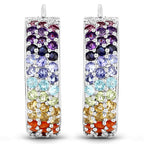 8.79 Carat Genuine Multi Stones .925 Sterling Silver Earrings