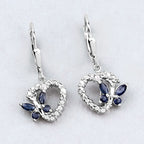 0.57 Carat Genuine Blue Sapphire and Created White Sapphire .925 Sterling Silver Earrings