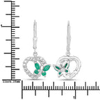 0.44 Carat Genuine Emerald and Created White Sapphire .925 Sterling Silver Earrings