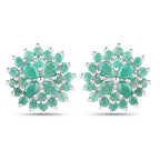2.32 Carat Genuine Emerald .925 Sterling Silver Earrings