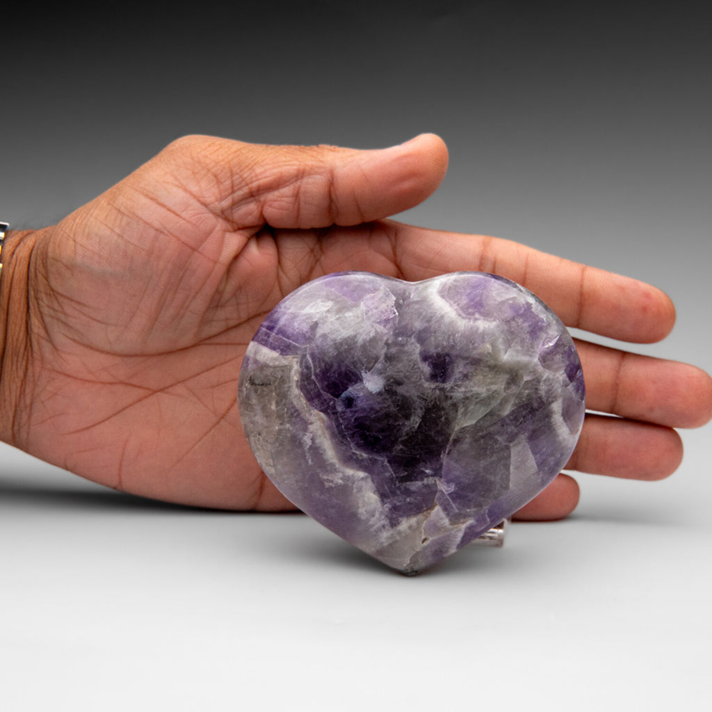 Polished Chevron Amethyst Heart From Brazil // Medium