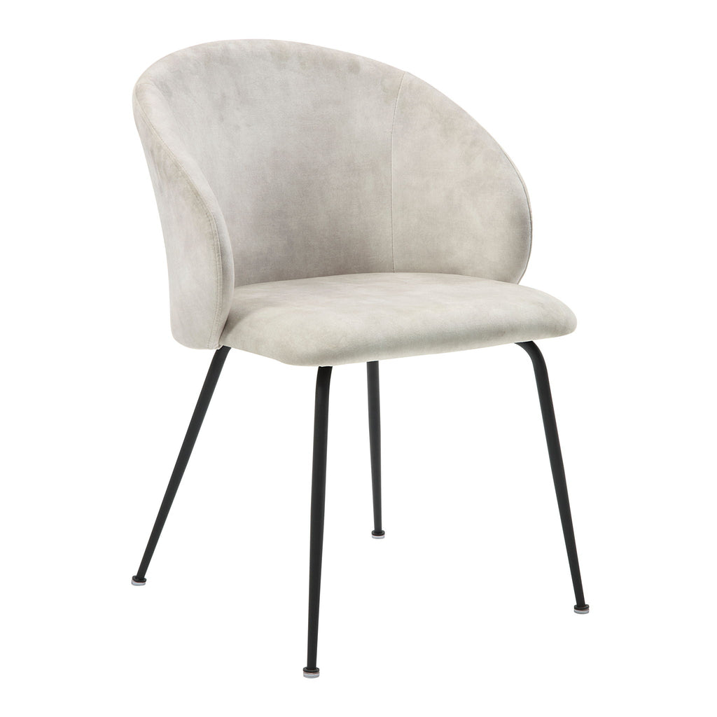 Velvet Upholstery Side Chairs 2 Piece Set With Metal Legs - Beige